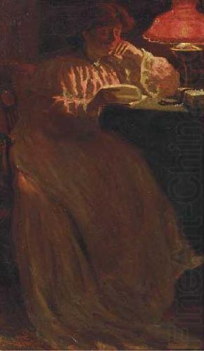 Pier Leone Ghezzi Woman reading by lamp light china oil painting image